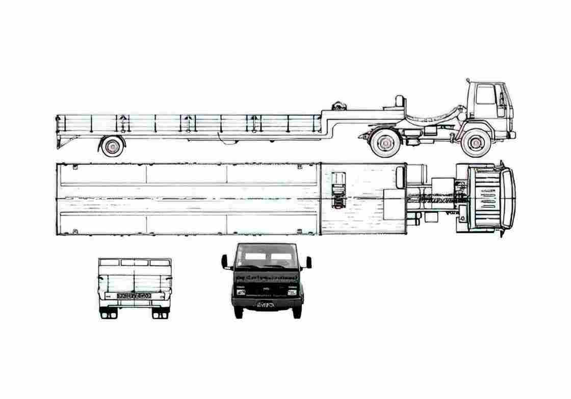 Blueprint Ford Cargo 1713 Trailer Truck 1986 A4 Photo Print