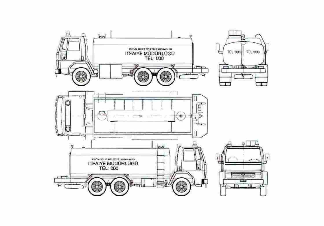Blueprint Ford Cargo 2114 Fire Truck 1985 A4 Photo Print