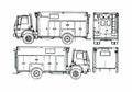 Blueprint Ford Cargo CF6000 Fire Truck 1985 A4 Photo Print
