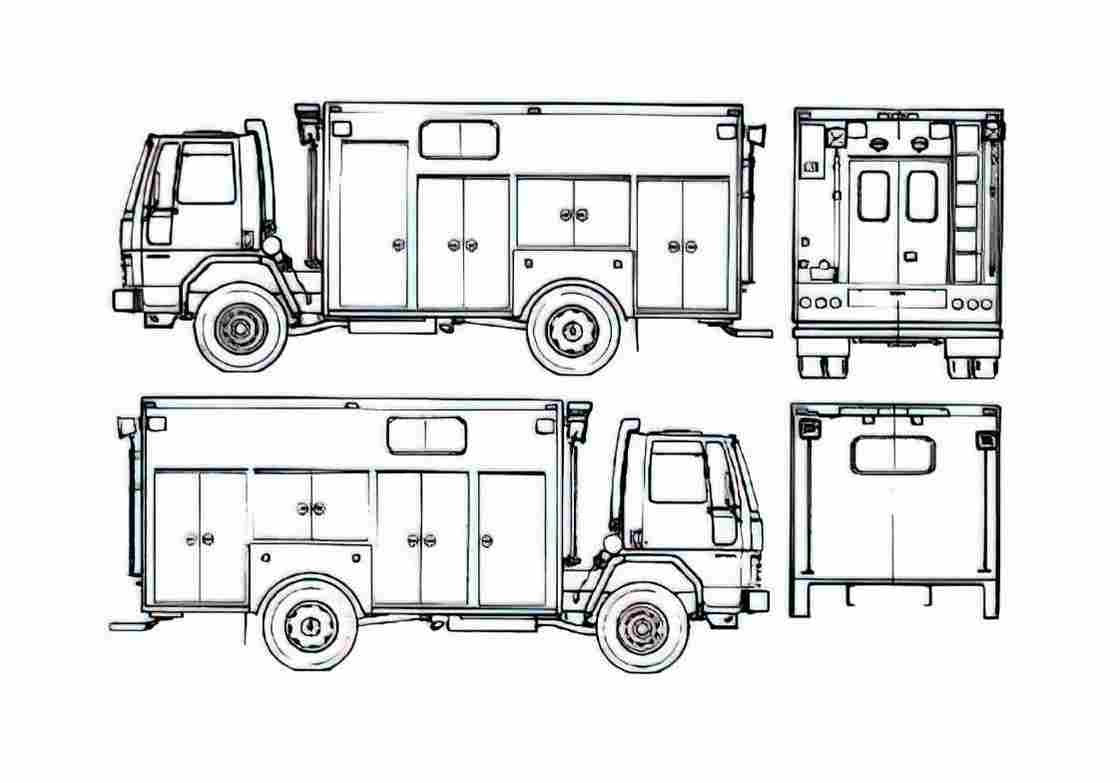 Blueprint Ford Cargo CF6000 Fire Truck 1985 A4 Photo Print