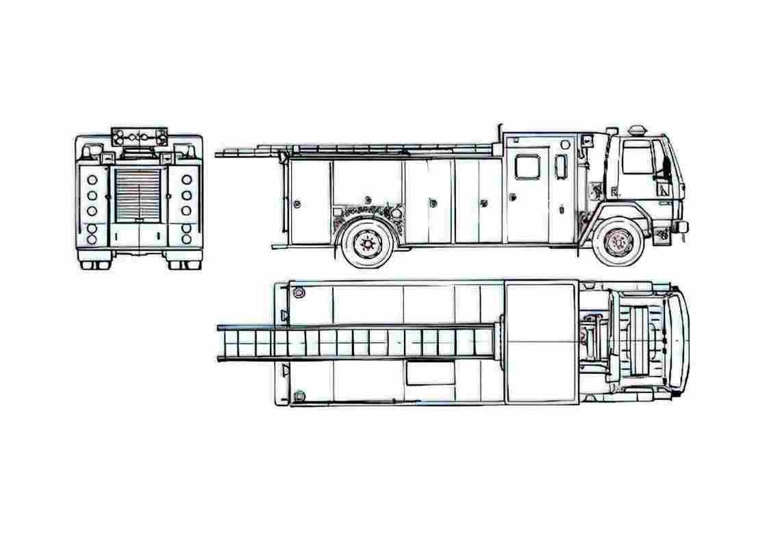 Blueprint Ford Cargo CF6000 Fire Truck 1989 A4 Photo Print
