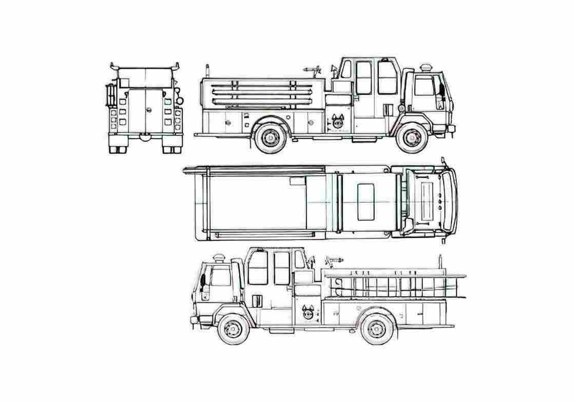 Blueprint Ford Cargo CF6000 Fire Truck 1990 A4 Photo Print