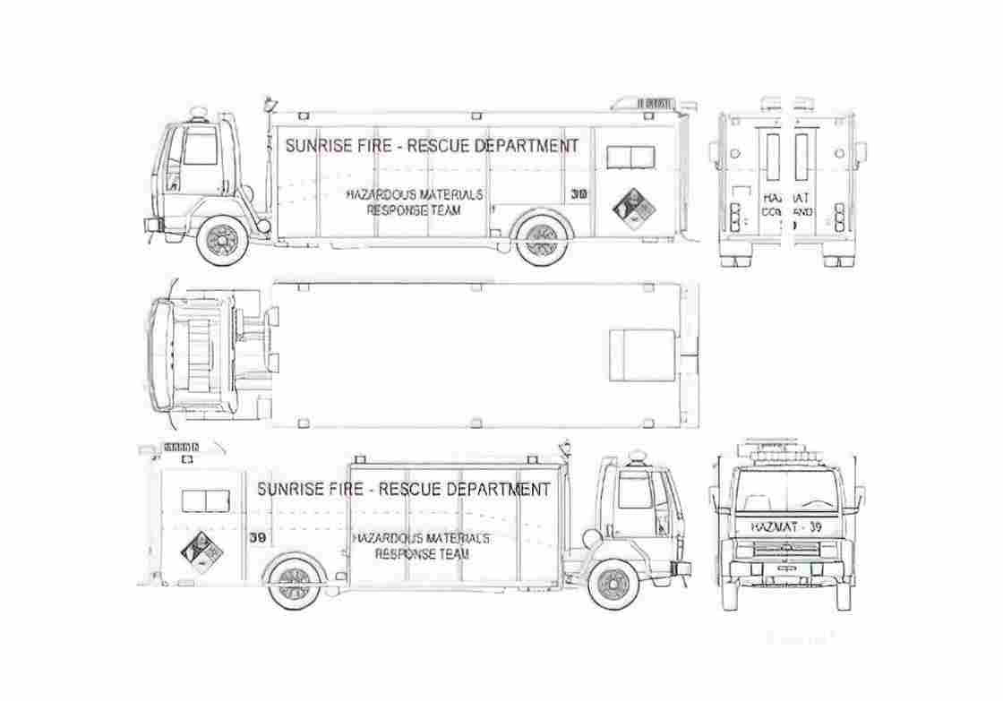 Blueprint Ford Cargo CF8000 Fire Truck 1988 A4 Photo Print