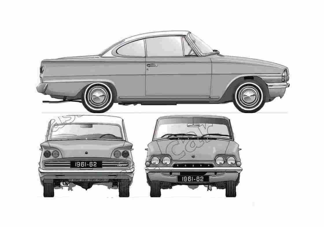Blueprint Ford Consul Capri 109E Coupe 1961 A4 Photo Print