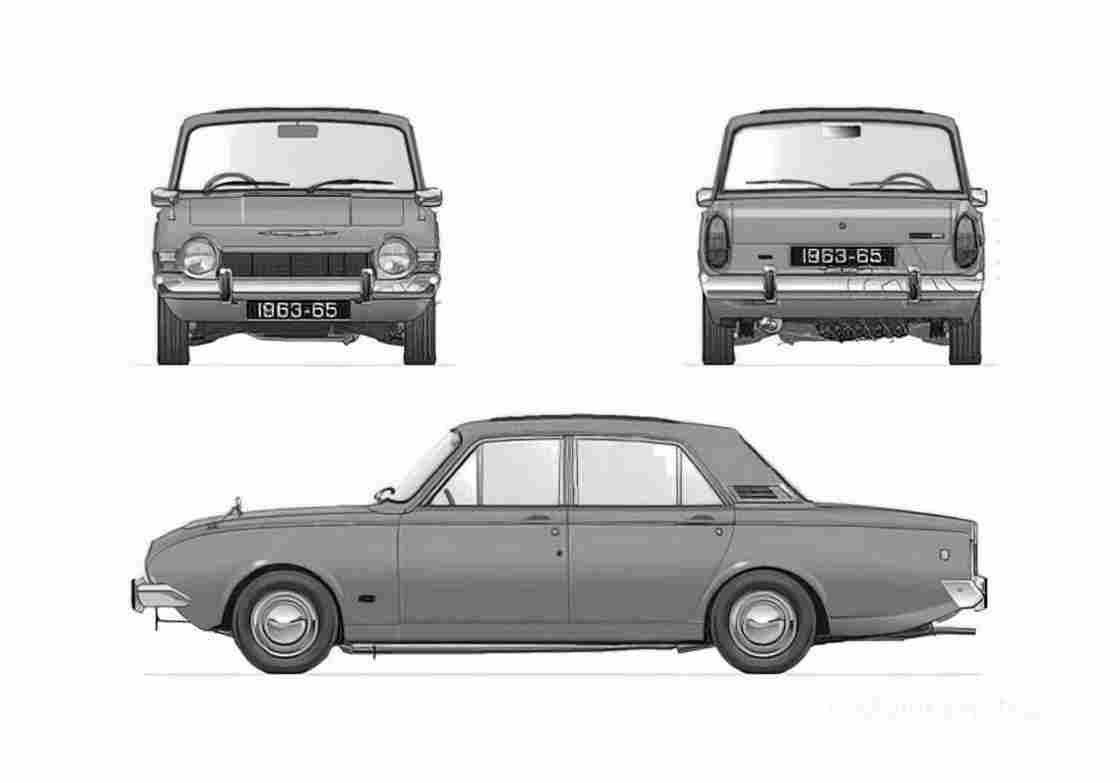 Blueprint Ford Corsair GT V4 2000 Sedan 1963 A4 Photo Print