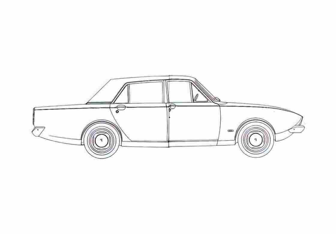 Blueprint Ford Corsair Sedan 1964 A4 Photo Print