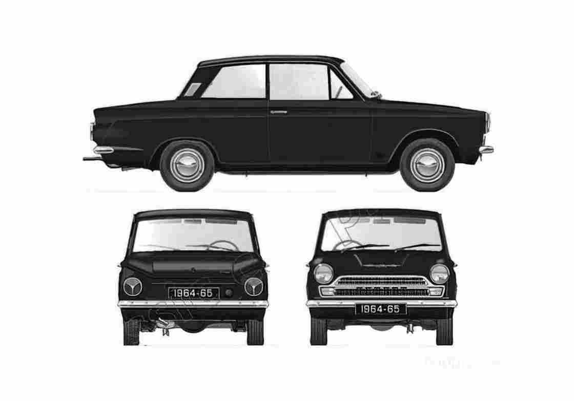 Blueprint Ford Cortina Mk I 1500 2 door Sedan 1964 A4 Photo Print