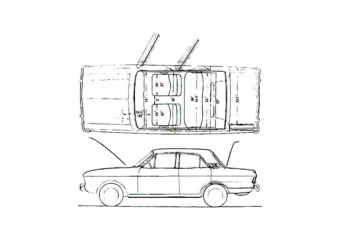 Blueprint Ford Cortina Mk II 2 door Sedan 1966 A4 Photo Print