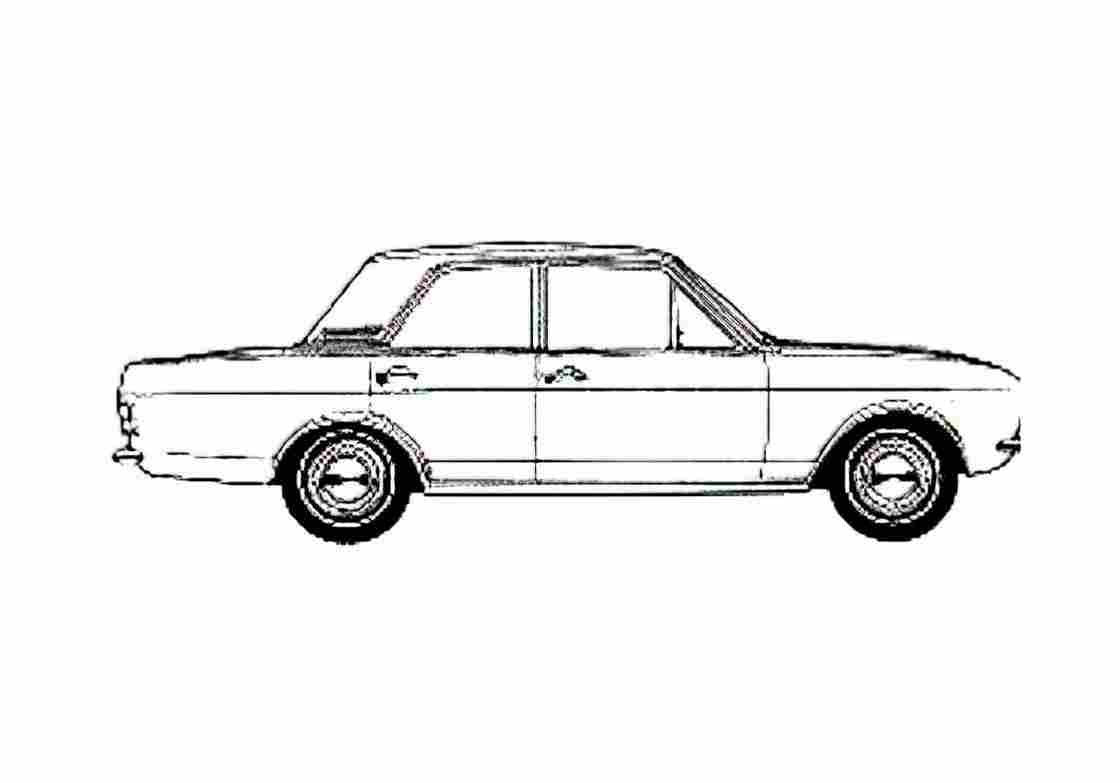 Blueprint Ford Cortina Mk II Sedan 1966 A4 Photo Print