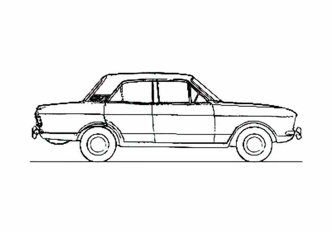 Blueprint Ford Cortina Mk II Sedan 1967 A4 Photo Print