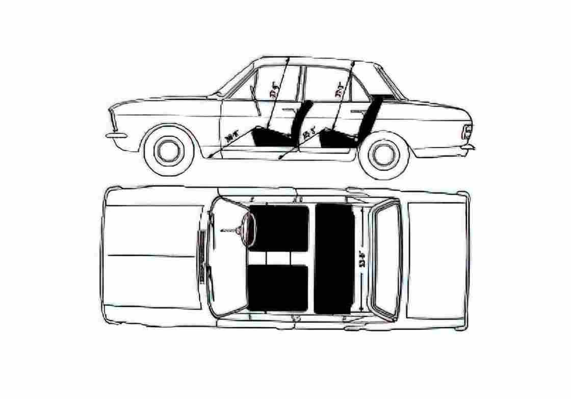 Blueprint Ford Cortina Mk II Sedan 1968 A4 Photo Print