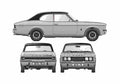 Blueprint Ford Cortina Mk III GLX 2000 2 door Coupe 1976 A4 Photo Print
