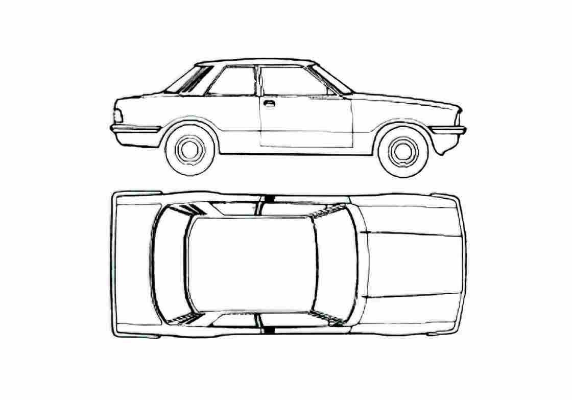 Blueprint Ford Cortina Mk IV 2 door Sedan 1976 A4 Photo Print
