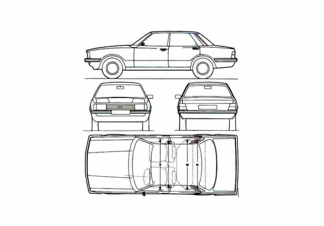 Blueprint Ford Cortina Mk IV Sedan 1979 A4 Photo Print