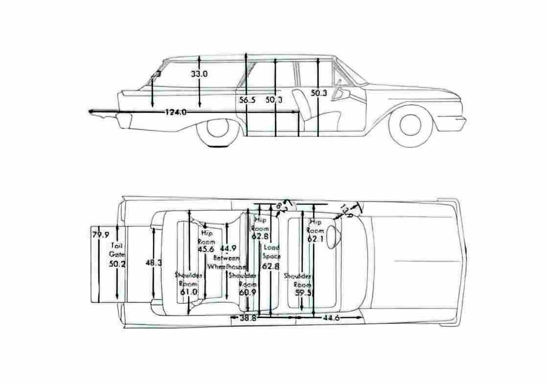 Blueprint Ford Country Squire Wagon 1961 A4 Photo Print