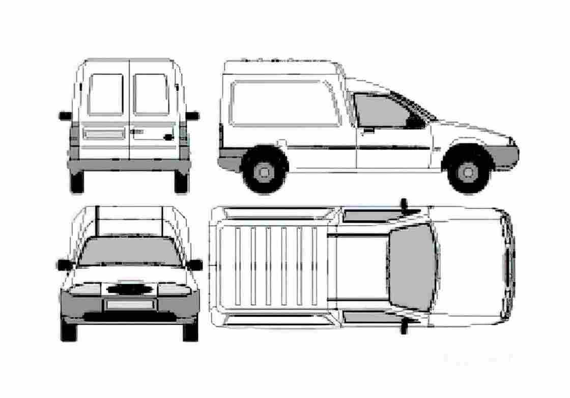 Blueprint Ford Courier Van 1996 A4 Photo Print