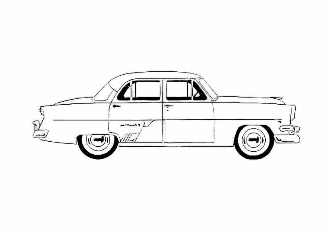 Blueprint Ford Crestline Fordor Sedan 1954 A4 Photo Print