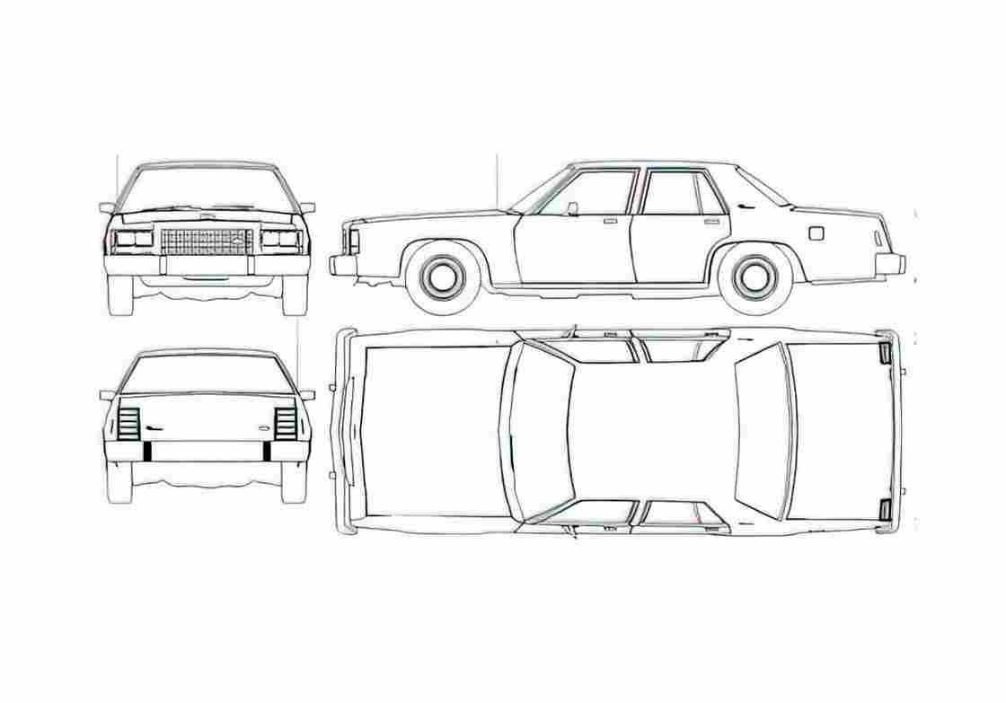 Blueprint Ford Crown Victoria Sedan 1985 A4 Photo Print