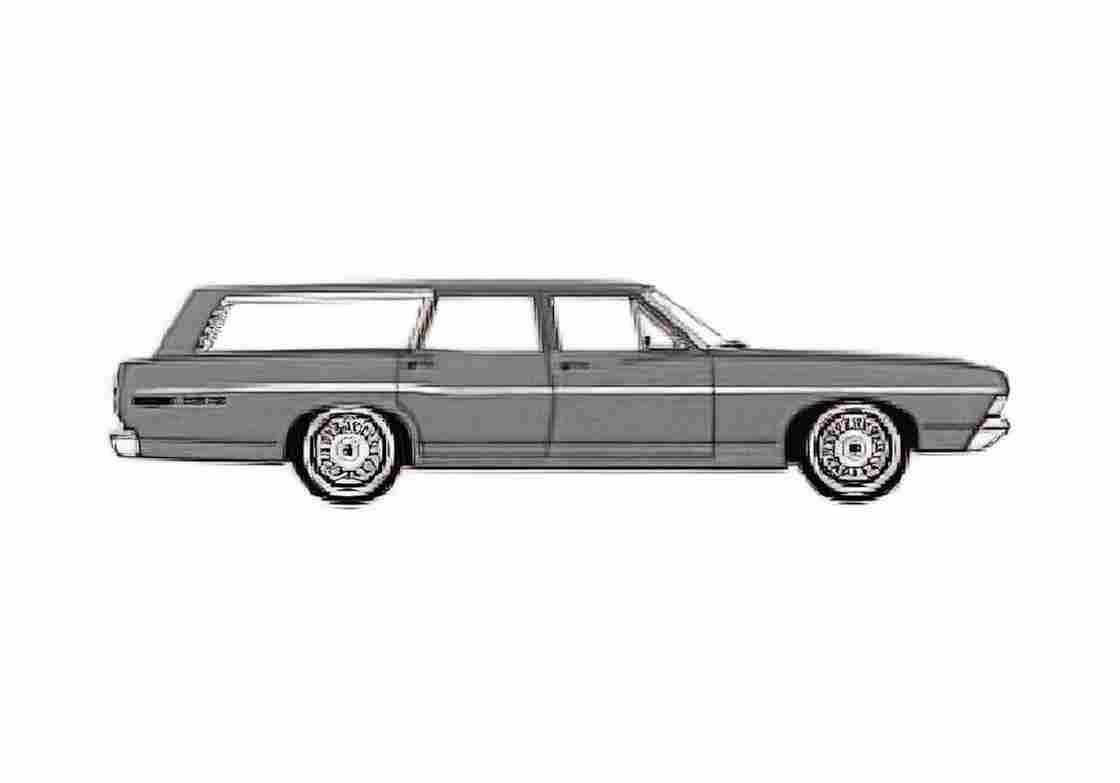 Blueprint Ford Custom 500 Ranch Wagon 1968 A4 Photo Print