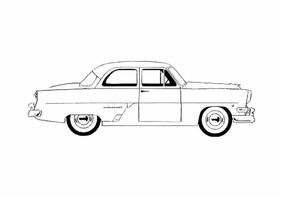 Blueprint Ford Customline Club Coupe 1954 A4 Photo Print