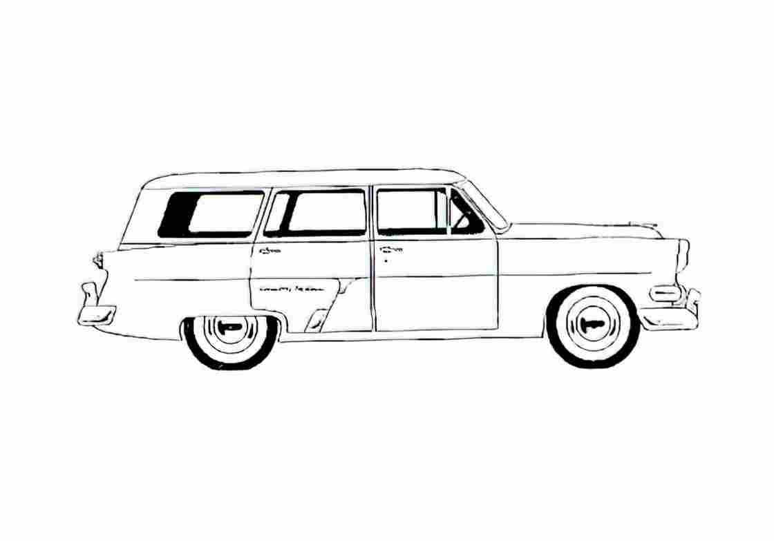 Blueprint Ford Customline Country Wagon 1954 A4 Photo Print