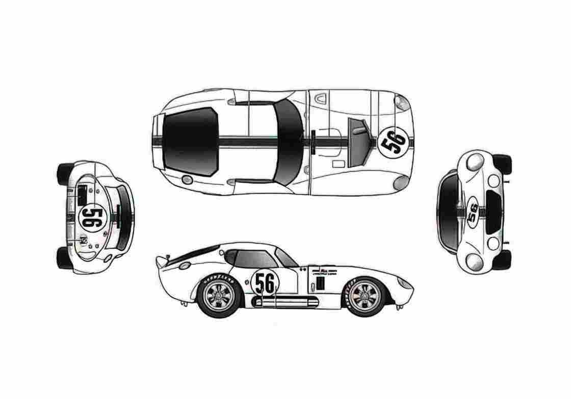 Blueprint Ford Daytona Cobra CSX2300 Coupe 1964 A4 Photo Print
