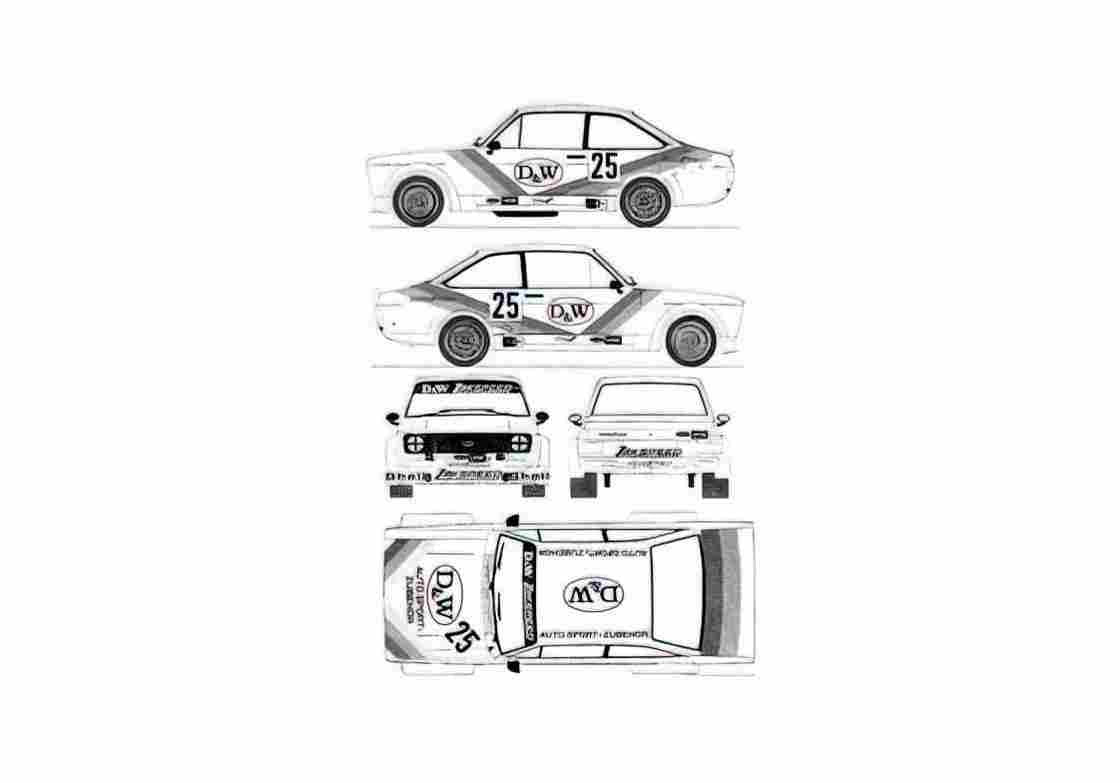 Blueprint Ford E Escort Mk II Rallye RS1800 Coupe 1976 A4 Photo Print
