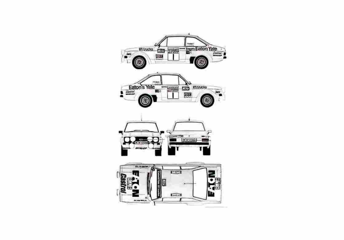 Blueprint Ford E Escort Mk.II RS1800 Rallye Coupe A4 Photo Print