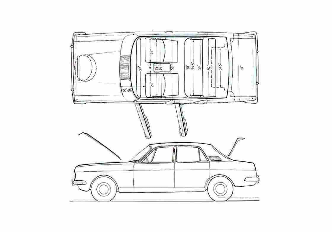 Blueprint Ford E Zephyr 6 Mk.IV Sedan 1966 A4 Photo Print
