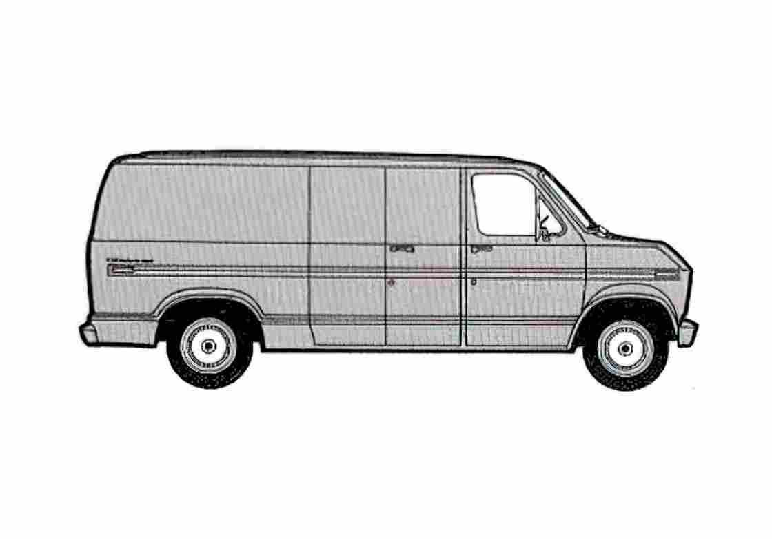 Blueprint Ford Econoline Cargo LWB Van 1975 A4 Photo Print