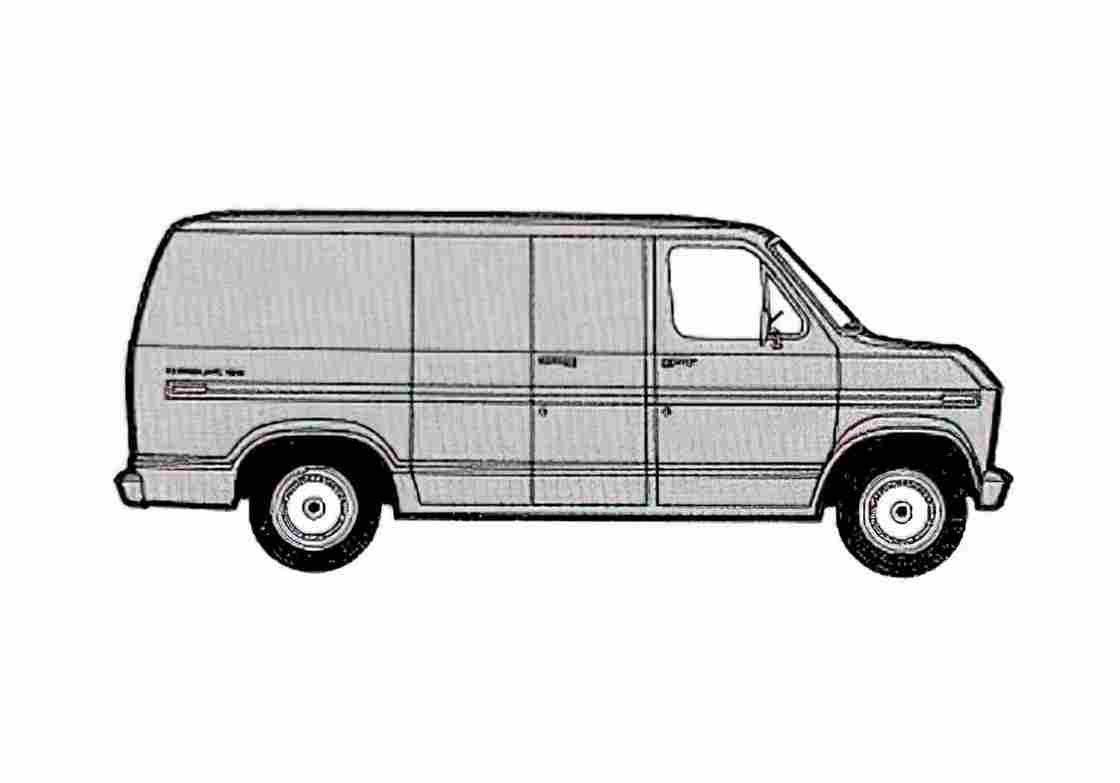 Blueprint Ford Econoline Cargo SWB Van 1975 A4 Photo Print