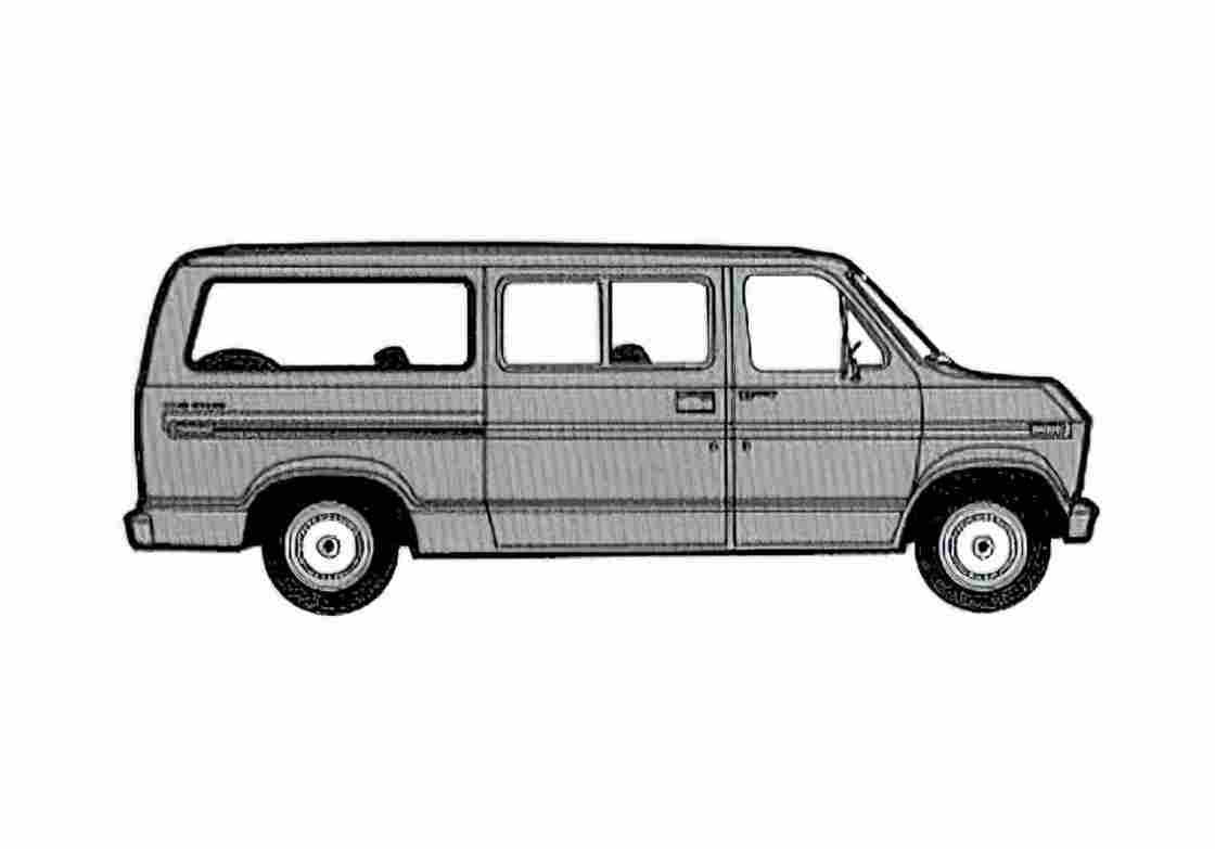 Blueprint Ford Econoline Club Bus 1975 A4 Photo Print