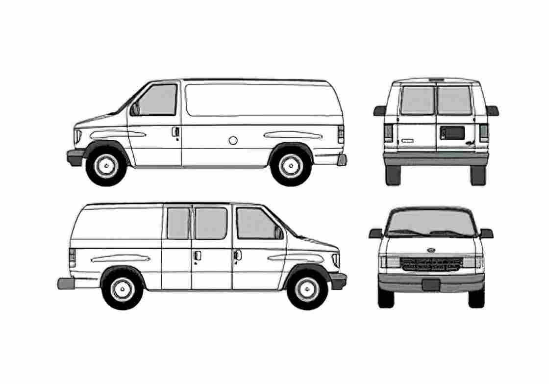 Blueprint Ford Econoline Van 2003 A4 Photo Print