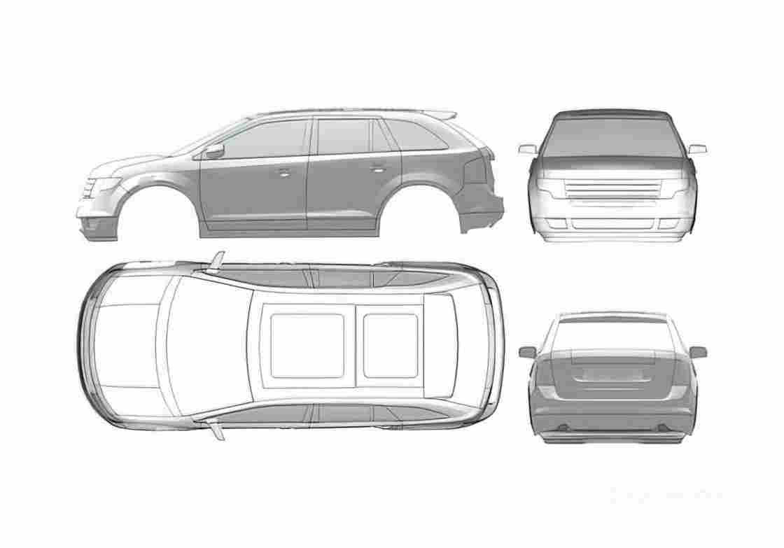 Blueprint Ford Edge SUV 2006 A4 Photo Print
