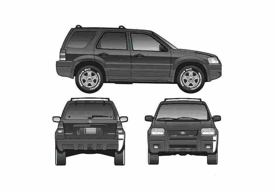 Blueprint Ford Escape SUV 2005 A4 Photo Print