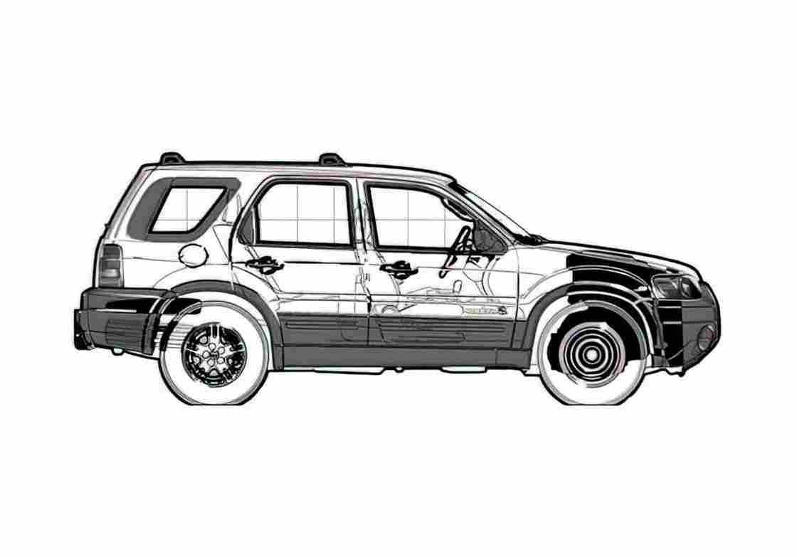 Blueprint Ford Escape XLT SUV 2006 A4 Photo Print
