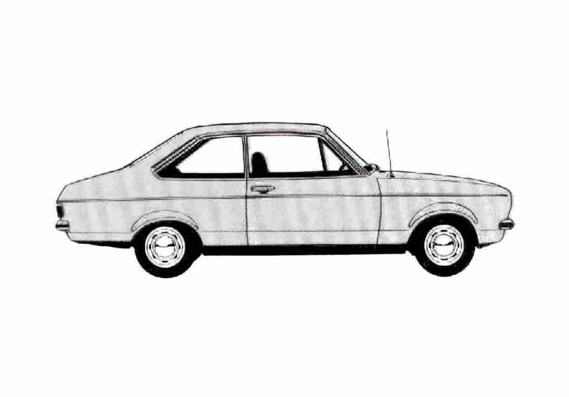 Blueprint Ford Escort GL 2 door Sedan 1978 A4 Photo Print