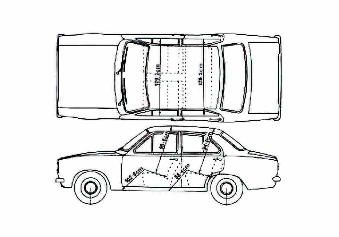 Blueprint Ford Escort Mk I 4 door Sedan 1972 A4 Photo Print