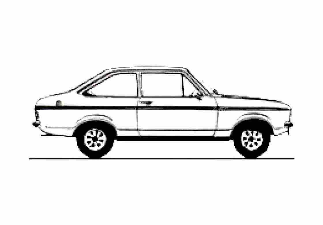 Blueprint Ford Escort Mk II 2 door 1600L Sedan 1978 A4 Photo Print