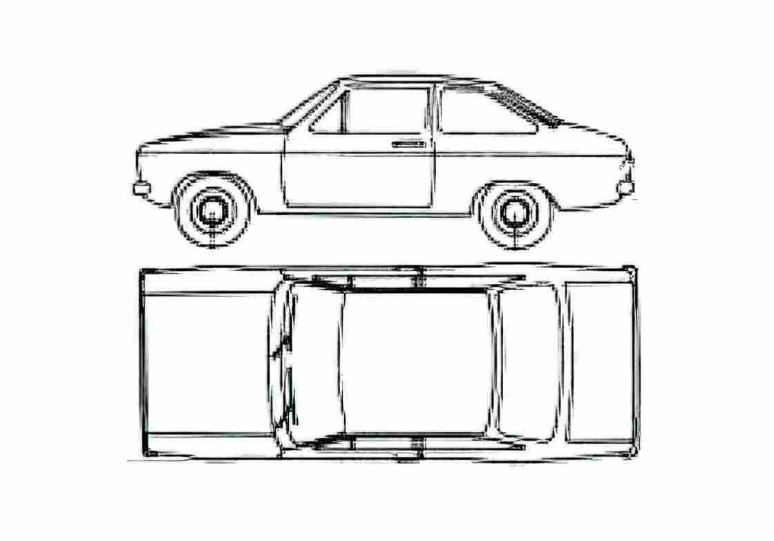 Blueprint Ford Escort Mk II 2 door Sedan 1979 A4 Photo Print
