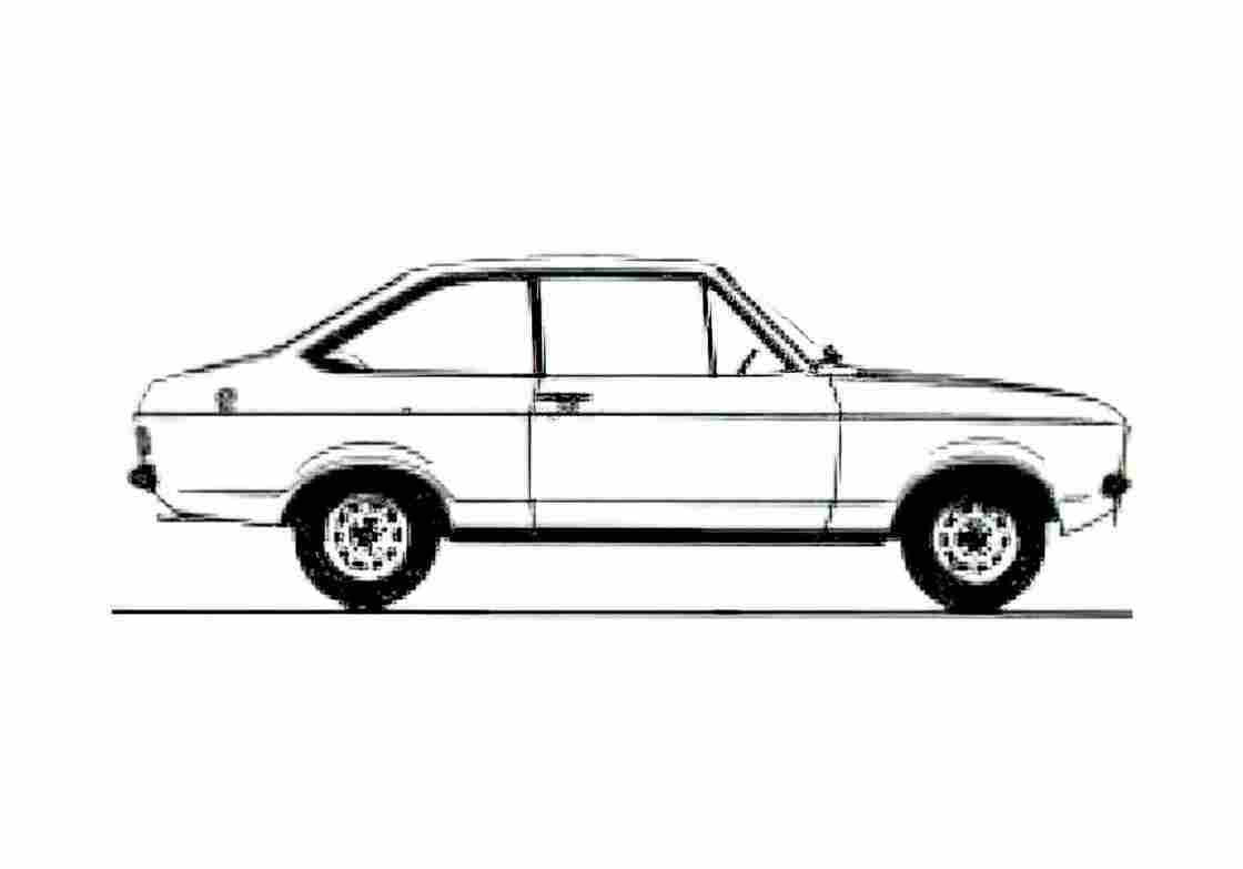 Blueprint Ford Escort MkII 2 door Sedan 1978 A4 Photo Print