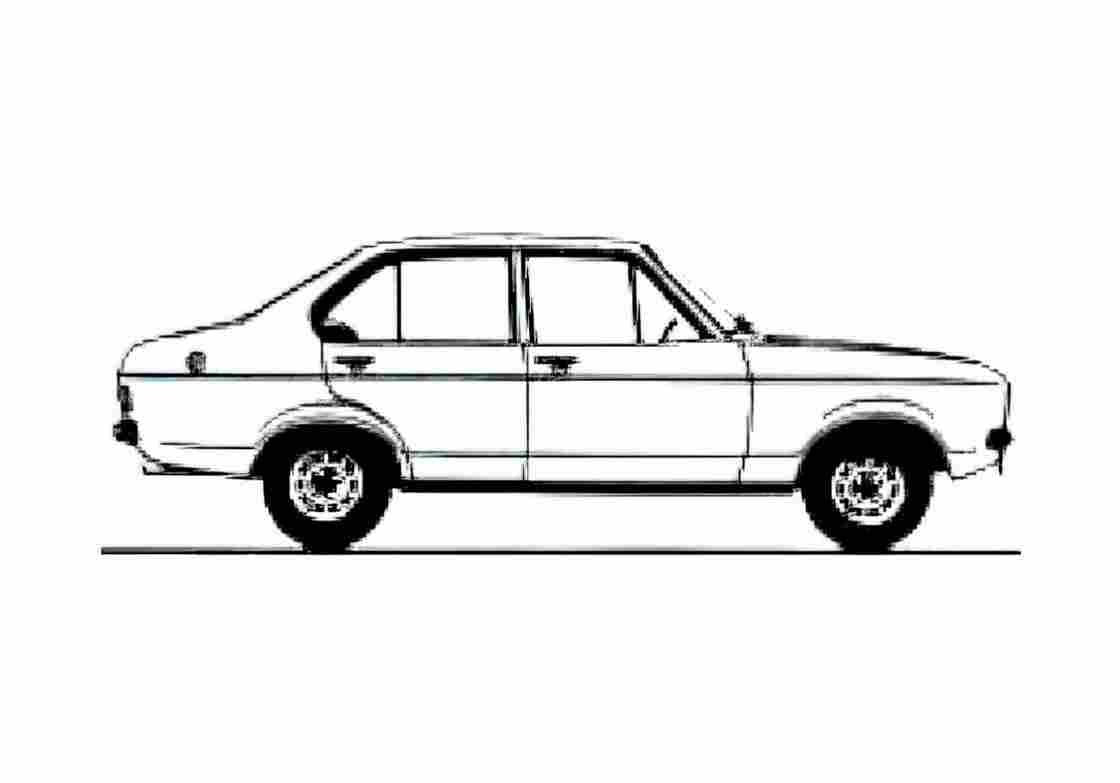 Blueprint Ford Escort MkII 4 door Sedan 1978 A4 Photo Print