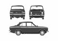 Blueprint Ford Escort Sedan 1971 A4 Photo Print