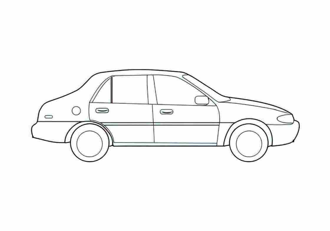 Blueprint Ford Escort Sedan 2000 A4 Photo Print