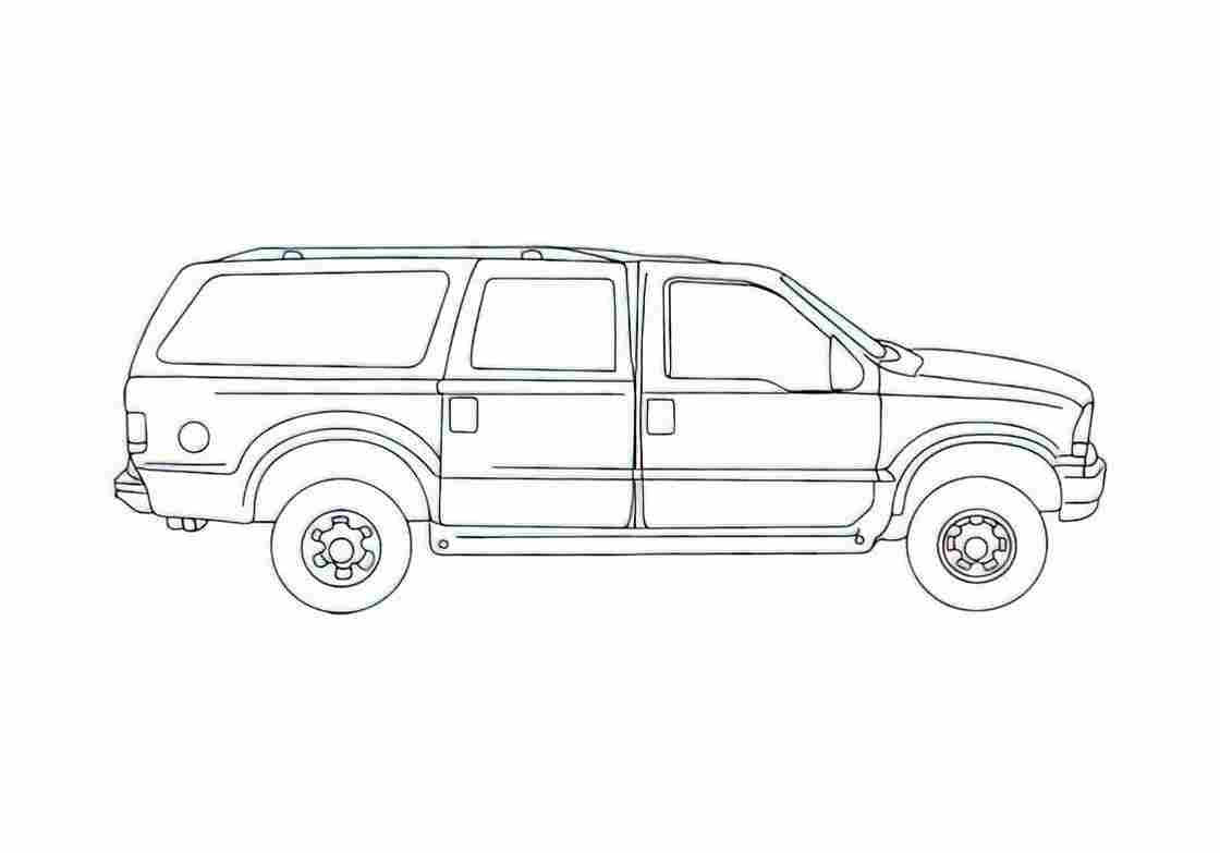 Blueprint Ford Excursion SUV 2000 A4 Photo Print
