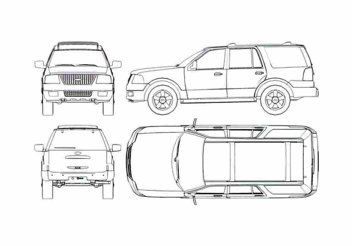 Blueprint Ford Expedition SUV 1998 A4 Photo Print