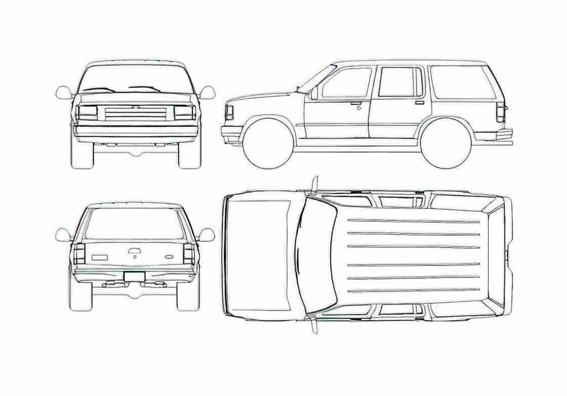 Blueprint Ford Explorer SUV 1994 A4 Photo Print