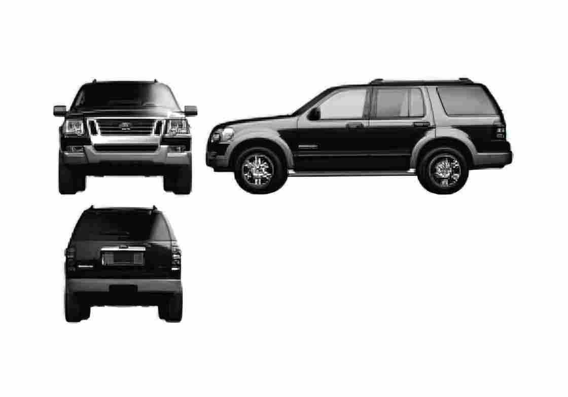 Blueprint Ford Explorer SUV 2007 A4 Photo Print