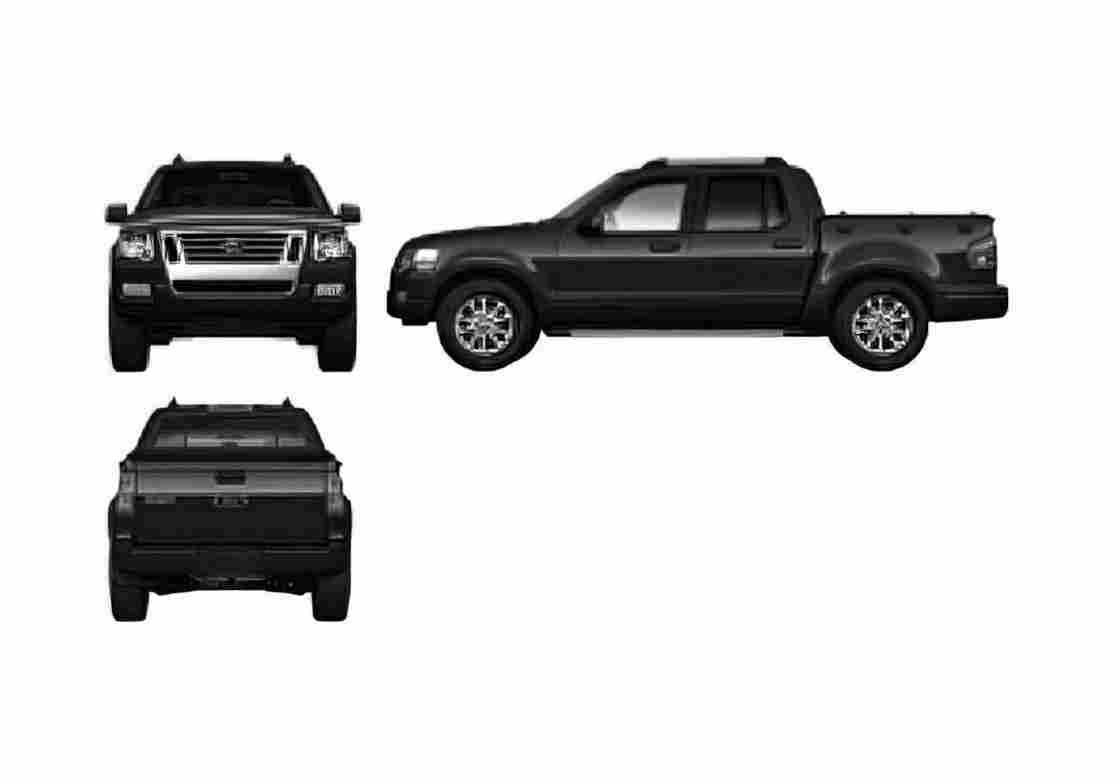 Blueprint Ford Explorer Sport Trac Pick up 2006 A4 Photo Print
