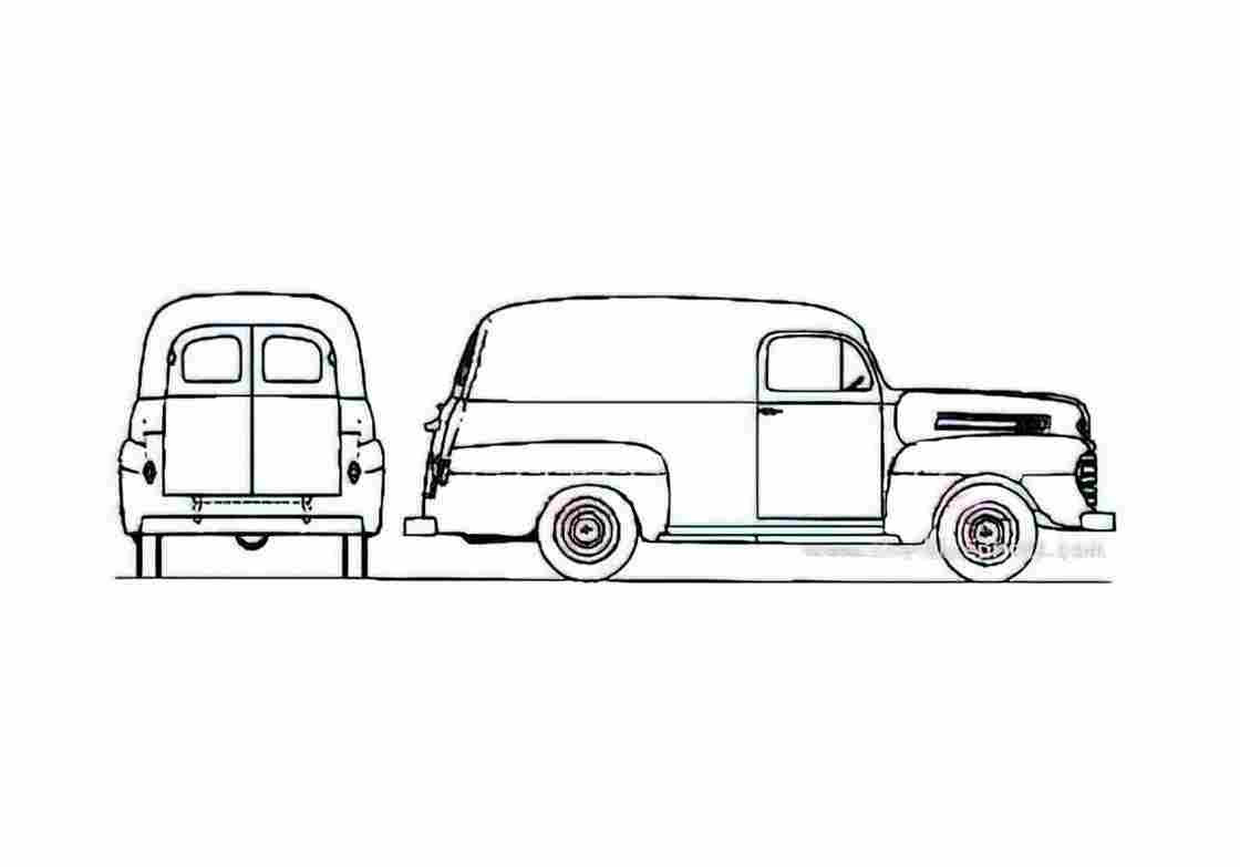 Blueprint Ford F 1 Panel Van 1948 A4 Photo Print